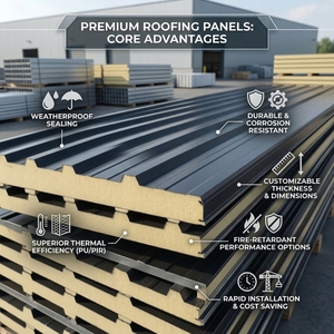 Panel Sándwich Compuesto de Aluminio Ecológico e Ignífugo, Relleno de <span class=keywords><strong>PIR</strong></span>, Tejas para Techos, Paneles de Construcción - Product Image 2
