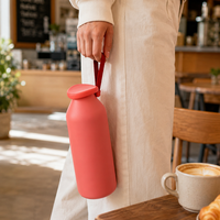 Bouteille isotherme sous vide en acier inoxydable personnalisée de 15 oz, à double paroi, avec poignée de transport pratique