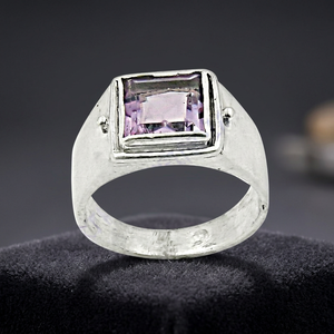 Art Palace Precious Gemstone Wholesale Purple Amethyst Stone 925 Sterling Silver High Quality <b>Men</b> Women Fine Jewellery <b>Ring</b> - Product Image 1