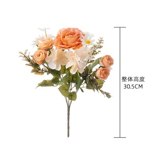 Bouquet de roses artificielles Haiheqiu, orange et bleu, en tissu tissé à la main, décorations de mariage - Product Image 4