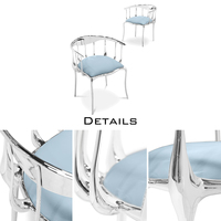 Chaise d'appoint en laiton plaqué argent, design moderne, faite à la main, avec assise en velours, pour salle à manger et salon