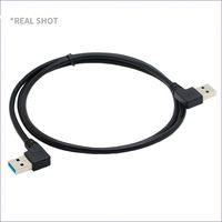 Cable USB 3.0 Premium de Ángulo Izquierdo a Izquierdo, Cable USB a USB de Alta Velocidad para Sincronización de Datos y Carga, Cable Trenzado de PVC para Computadora, Automóvil y Laptop