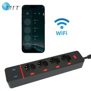 Tira de alimentación de <span class=keywords><strong>enchufe</strong></span> inteligente de 4 salidas, 1,8 m, cable de la UE, 30W, PD, 2, 2, 2, 2, 16A, clasificación CN estándar para uso Industrial, <span class=keywords><strong>WiFi</strong></span> Zigbee - Product Image 4