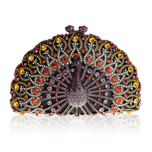 Nouvelle fête mode gland mariage Bling pochette sac à main sac de soirée femmes violet velours argent or bleu OEM Style Snap motif - Product Image 4