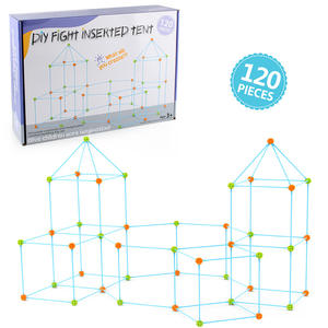 BTJ 120 pièces enfants Fort Kit de construction tente 3d épissage jouet château Den Construction Fort Tunnel tente bricolage intérieur jeu château enfants - Product Image 1