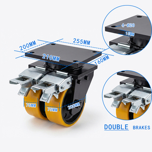 Ruedas Giratorias Dobles de Alta Resistencia VIMA de 8 Pulgadas, de Hierro y Acero con Recubrimiento de PU, Capacidad de 5000 kg, con Freno, para Contenedores de Envío - Product Image 3