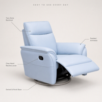 Fauteuil inclinable manuel moderne en cuir PU, siège individuel, pour salon, avec repose-pieds, pivotant, à bascule, dossier haut et accoudoirs rembourrés