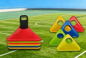 Disques de marquage triangulaires pour l'entraînement d'agilité au <span class=keywords><strong>football</strong></span>, cônes en PE, 18*4cm, marqueurs de terrain multicolores avec support de transport - Product Image 2
