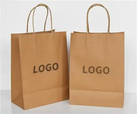 Custom print shopping gift boutique packaging paper bag black white brown takeaway kraft paper bag with logo for fast food