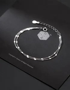 Модный Регулируемый двухслойный браслет из цепочек изящный позолоченный браслет из 18 карат из стерлингового серебра 925 пробы для женщин и девушек
