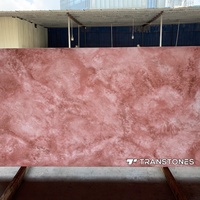 Feuille d'albâtre rose comptoir de quartz artificiel panneau mural translucide pierre flexible carreaux de plafond minces