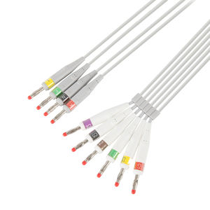 Kompatibles Kenz <span class=keywords><strong>ECG</strong></span> Cardico 302 Elektrokardiograph Integriertes EKG-Kabel mit 10 Ableitungskabeln Bananenstecker AHA oder IEC - Product Image 4