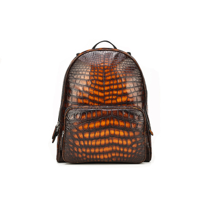 Zenos Fashion Luxury Crocodile Pattern Genuine <b>Leather</b> Waterproof Men's <b>Backpack</b> Zipper Closure <b>Large</b> Capacity Travel Business - Product Image 2