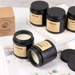 Bougies parfumées en verre <span class=keywords><strong>noir</strong></span> de luxe avec couvercles en métal de marque privée <span class=keywords><strong>et</strong></span> cire de soja pour la maison, aromathérapie <span class=keywords><strong>et</strong></span> cadeaux Vente en gros - Product Image 2