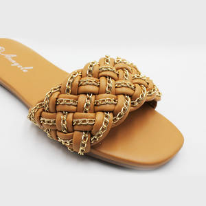 Sandali bassi da donna intrecciati Crossover Nude eleganti alla moda sandali da sera pantofole - Product Image 5