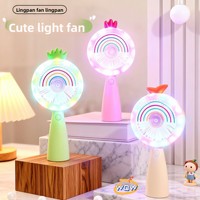 Neuer Niedlicher Lollipop-Handventilator Cartoon Mini USB-Aufladbarer Nachtlicht-Ventilator Tragbarer Outdoor-Dreistufen-Elektrolüfter