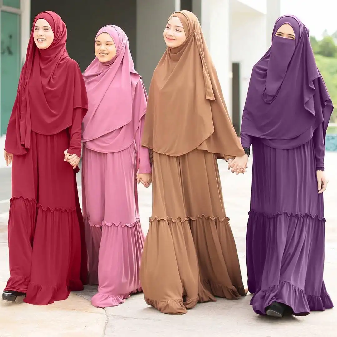 W & A 2020 di alta qualità americano & malesia & Dubai signore musulmane pregare abaya con hijab sciarpa abbigliamento islamico abiti casual
