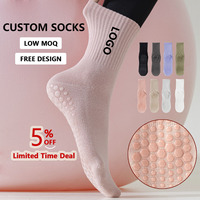 Chaussettes de yoga et de fitness en coton de haute qualité avec logo personnalisé, antidérapantes, en silicone, pour femmes, chaussettes de sport