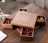 Plateau en bois massif de style chinois moderne, boîte de rangement rotative pour fruits secs et collations, pour la maison, le salon