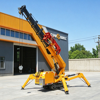 Mini-grue araignée de 3 à 10 tonnes avec flèche télescopique télécommandée pour levage en espace restreint