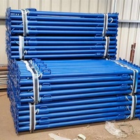 Poteau en acier bleu peint réglable, échafaudage en acier télescopique, poteau en acier de construction