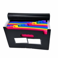 Organiseur de documents extensible en PP noir à 12 pochettes avec pochettes intérieures arc-en-ciel, pour usage de bureau, organiseur de documents accordéon