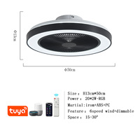 Ventilateur de plafond LED moderne en acrylique, profil bas, moteur DC, télécommande, 6 vitesses de vent, éclairage intelligent RGB, salon, CRI élevé