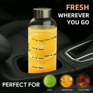 Botellas de <span class=keywords><strong>Agua</strong></span> de Vidrio Reutilizables de 17 oz, <span class=keywords><strong>a</strong></span> Prueba de Fugas, con Tapas Duraderas de Acero Inoxidable, Marcas de Medición Claras para la Hidratación Diaria - Product Image 5