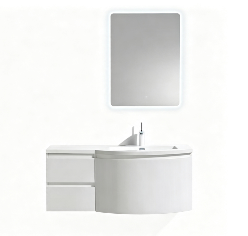 Luxury Modern Wall-Mounted Vanity Combo Mirror Wash Basin Rectangle ...