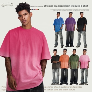 Camiseta Oversize de Algodón Puro Transpirable de Manga Corta para Hombre y Mujer, Estilo Retro Lavado, con Estampado de <span class=keywords><strong>Mono</strong></span> Degradado, Top de Moda Transfronterizo - Product Image 4