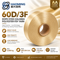 Filament de polyester FDY teint en masse de qualité AA 60D/3F, 100 % polyester, haute ténacité, faible rétrécissement, pour tissage, couture, ruban