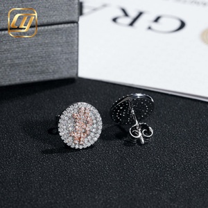 Boucles d'oreilles clous lettre B bicolores serties de diamants Moissanite VVS en argent sterling S925, style Hip Hop pour hommes, avec certificat GRA - Product Image 6