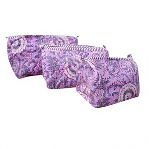 Durable Cotton Tassel Pattern Zippered Travel <b>Case</b>-Eco-Friendly Reusable Vintage Fashion Lightweight Small Size Daily Use <b>Makeup</b> - Product Image 1