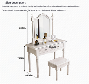 Bàn Vanity Bảng trang điểm nhà vệ sinh bảng với gương và ngăn kéo trang điểm giá rẻ giá đen tủ quần áo với gương cho phòng ngủ - Product Image 5