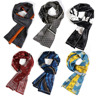 Écharpe longue double couche en soie de mûrier 100% imprimée, motif animalier écossais, haut de gamme, pour hommes d'affaires, fine et résistante aux taches, idéale pour l'été
