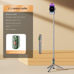 Giá đỡ điện thoại di động bằng hợp kim trong suốt, chân máy ảnh, gậy selfie chụp ảnh, đèn LED, có thể gập lại, đèn trợ sáng kép, dành cho iPhone và Android - Product Image 5