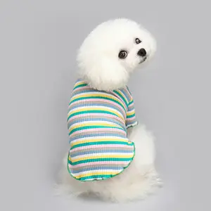 BPS Brand Pet Products Supplier Wholesale Accept Customized Cotton Light Green Stripes Teddy Schnauzer Pet Dog Cat Clothes