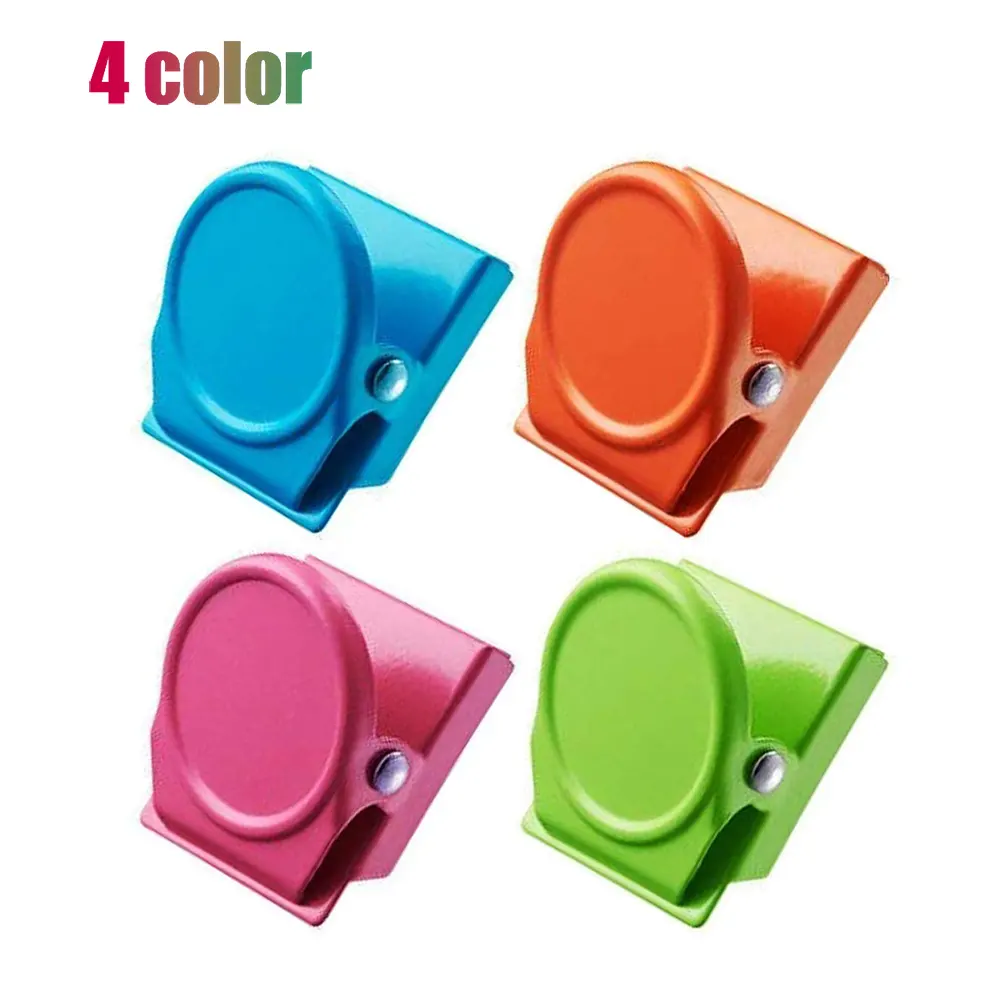 Novo Popular 4 Pcs Clipes Magnéticos De Metal Geladeira Whiteboard Parede Geladeira Magnética Nota Memo Clipes Ímãs Clipe De Metal