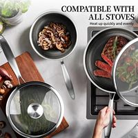 Set Wajan Penggorengan Stainless Steel 6 Buah dengan Tutup, Set Wajan Induksi, Set Wajan Penggorengan Telur Omelet dengan Tutup, Kompatibel dengan Induksi