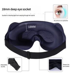 Masque de sommeil en coton 3D - Masque pour les yeux occultant à 100% - Ajustement élastique et confortable pour hommes/femmes/enfants - OEM disponible - Taille de voyage - Contour - Product Image 6
