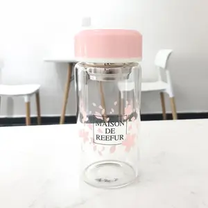 Новый популярный индивидуальный логотип герметичный боросиликатный стеклянный портативный двойной настенный стеклянный чай бутылка для воды в Китае