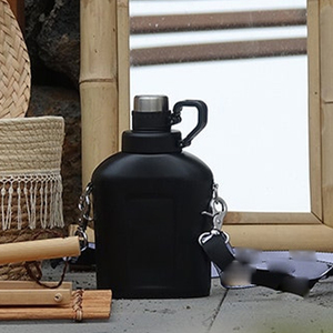 Modern <strong>Retro</strong> American Style 1-Liter Stainless Steel Sports <strong>Kettle</strong> with Glass Handle with Lid BPA Free Green Shoulder Strap - Product Image 2