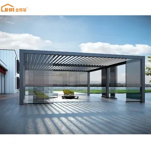 Modern Design Villa Adjustable Louvered Aluminum Pergola Waterproof Manual Pergola Gazebo Outdoor Garden Pavilion Gazebo Metal