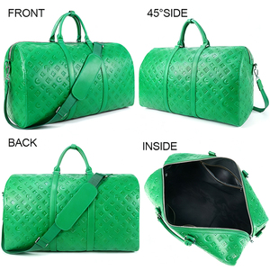 Custom Logo Luxury Style Embossed Leather Travel Bag Waterproof Gym Overnight Duffel Bag - Product Image 5
