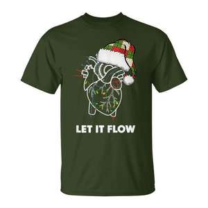 Camiseta Let It Flow Anatomy Heart Cardiac Nurse con diseño de gorro de Papá Noel - Product Image 1