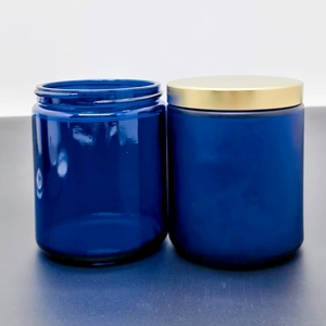 Bocaux étanches à l'air bleu cobalt de 8oz contenants cosmétiques bleus givrés étanches complètent le bocal en verre avec capuchon en métal Protection UV - Product Image 5