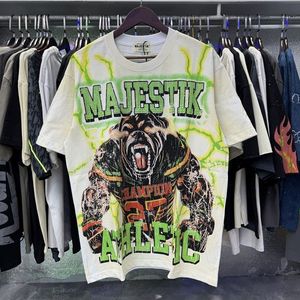 T-shirt Oversize Vintage in Cotone Pesante 100% con Grafica Teschio in Strass, Stile Coachella Night Hip Hop Streetwear, Magliette da <span class=keywords><strong>Uomo</strong></span> Majestik - Product Image 3