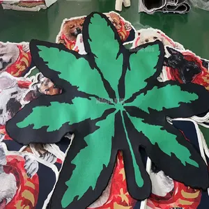 现代设计定制3D印花绿色植物不规则地毯花园叶子蓬松印花地毯