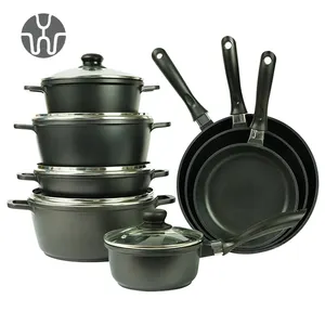 Top Selling Aluminium Cast Coating Cooking Granite Kitchen Marble Non Pots Steel Stick Cookware Sets