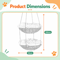 Hamac en rotin tressé à la main, double couche, écologique, toutes saisons, pour animaux de compagnie (chats et chiens), panier suspendu, maison fraîche pour animaux
